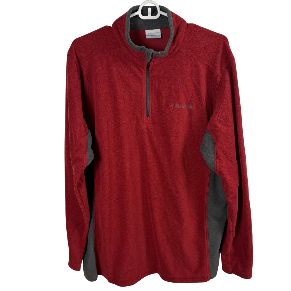 Columbia Fleece Pullover Men's L Red 1/4 Zip Gorpcore Outdoor Hiking Lightweight
